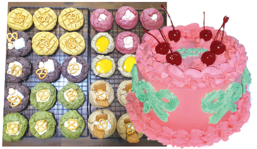 ▲ ‘플로루스’에서 판매될 비건 쿠키와 김민지 씨가 제작한 비건 케이크